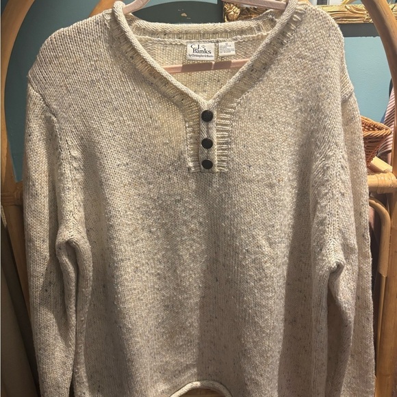 CJ Banks Sweaters - CJ Banks  Cream Knit Henley Sweater